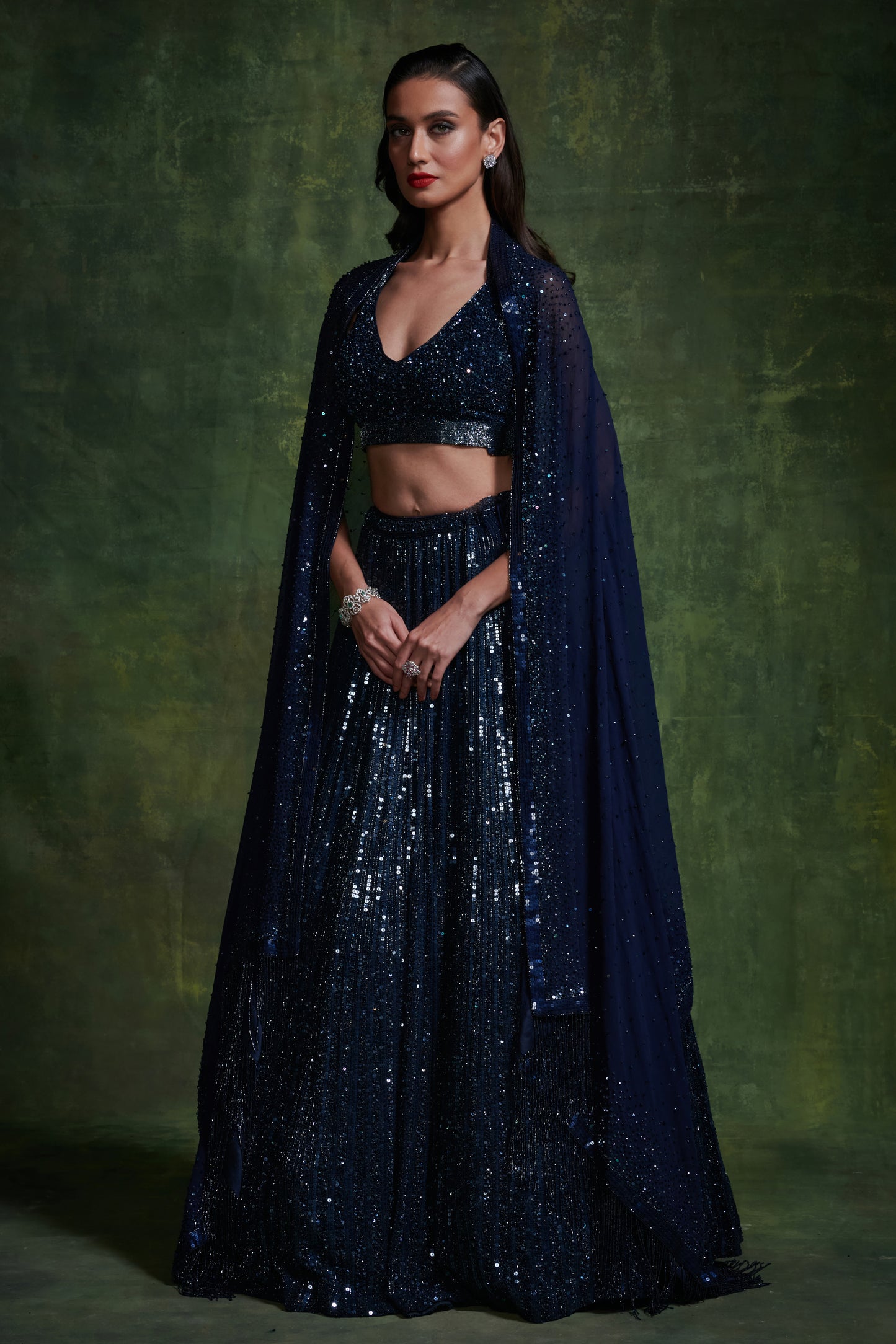 Lehenga, Blouse Dupatta in our Classic Line Sequin Embroidery