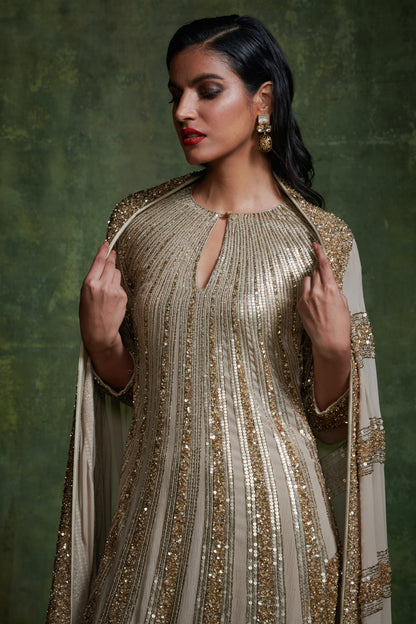 Sharara, Kurta Dupatta in Mix Line Sequins Embroidery