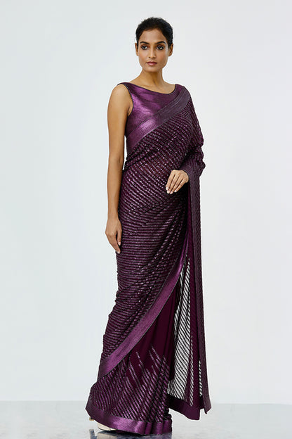 Sari Set with Tonal Sheeted Sequin Embroidery