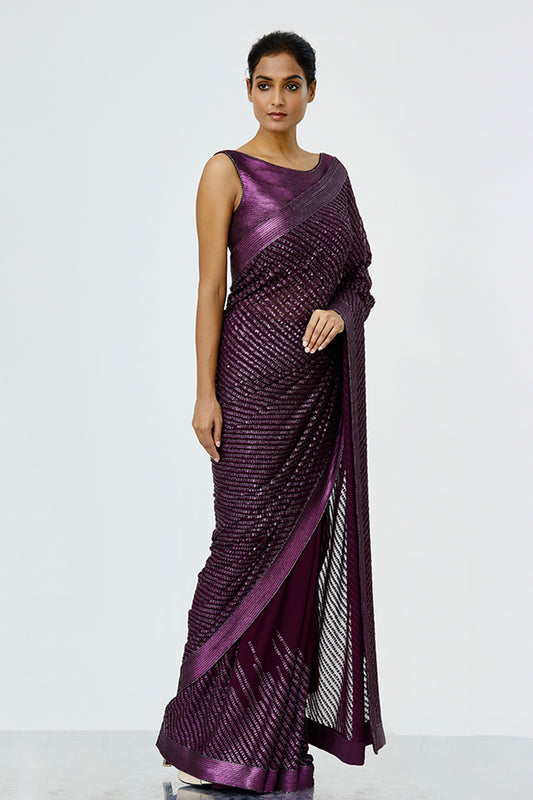 Sari Set with Tonal Sheeted Sequin Embroidery