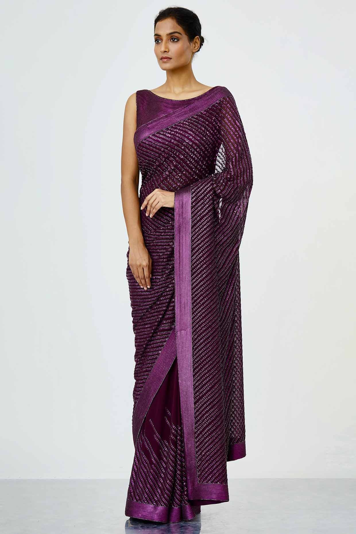 Sari Set with Tonal Sheeted Sequin Embroidery