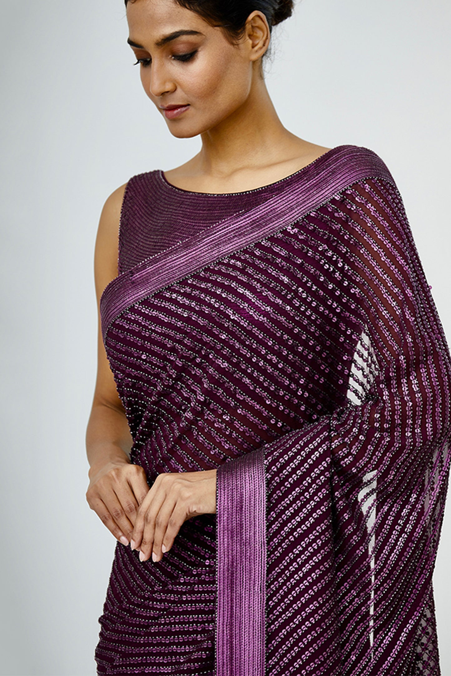 Sari Set with Tonal Sheeted Sequin Embroidery