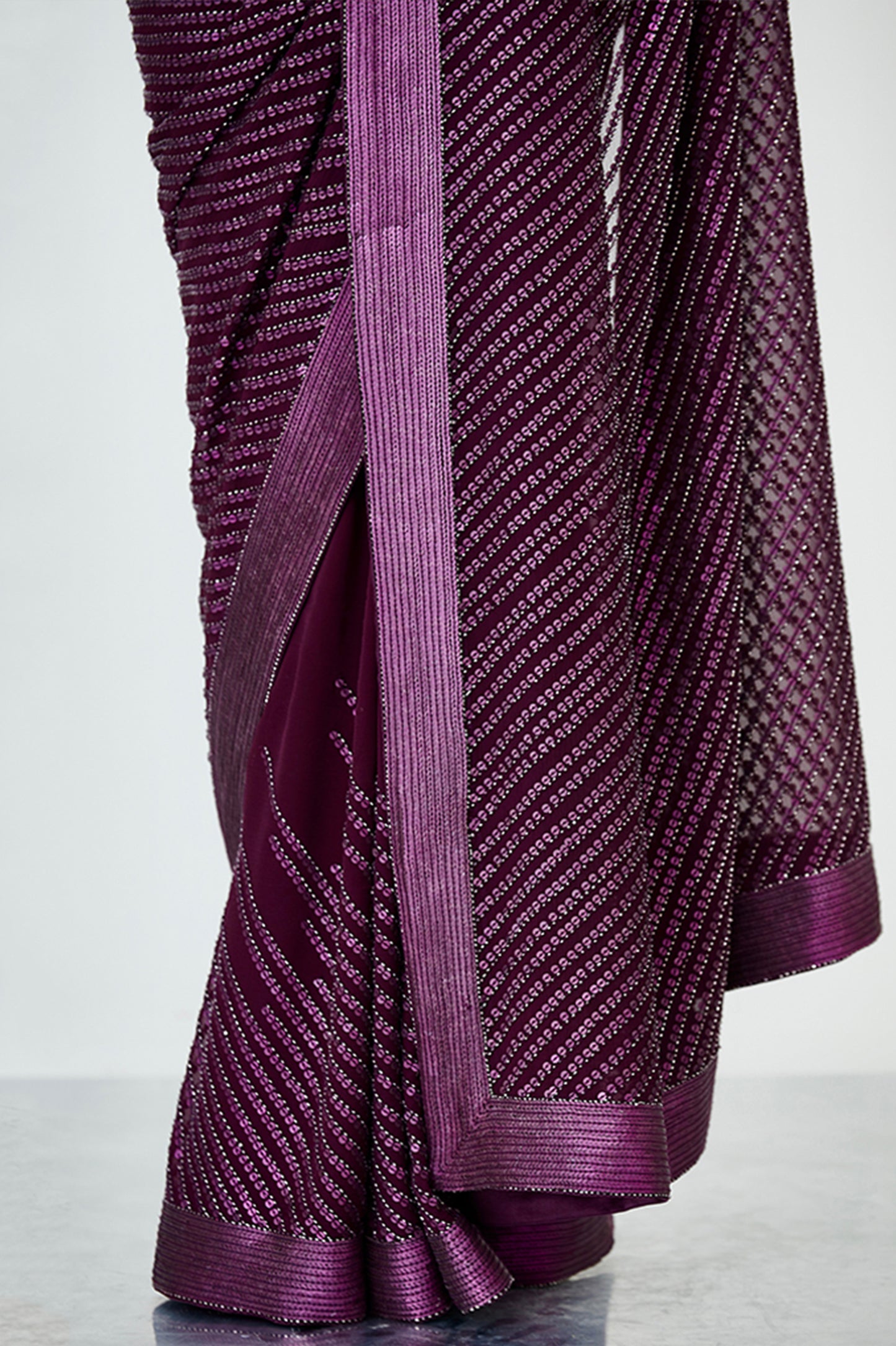 Sari Set with Tonal Sheeted Sequin Embroidery