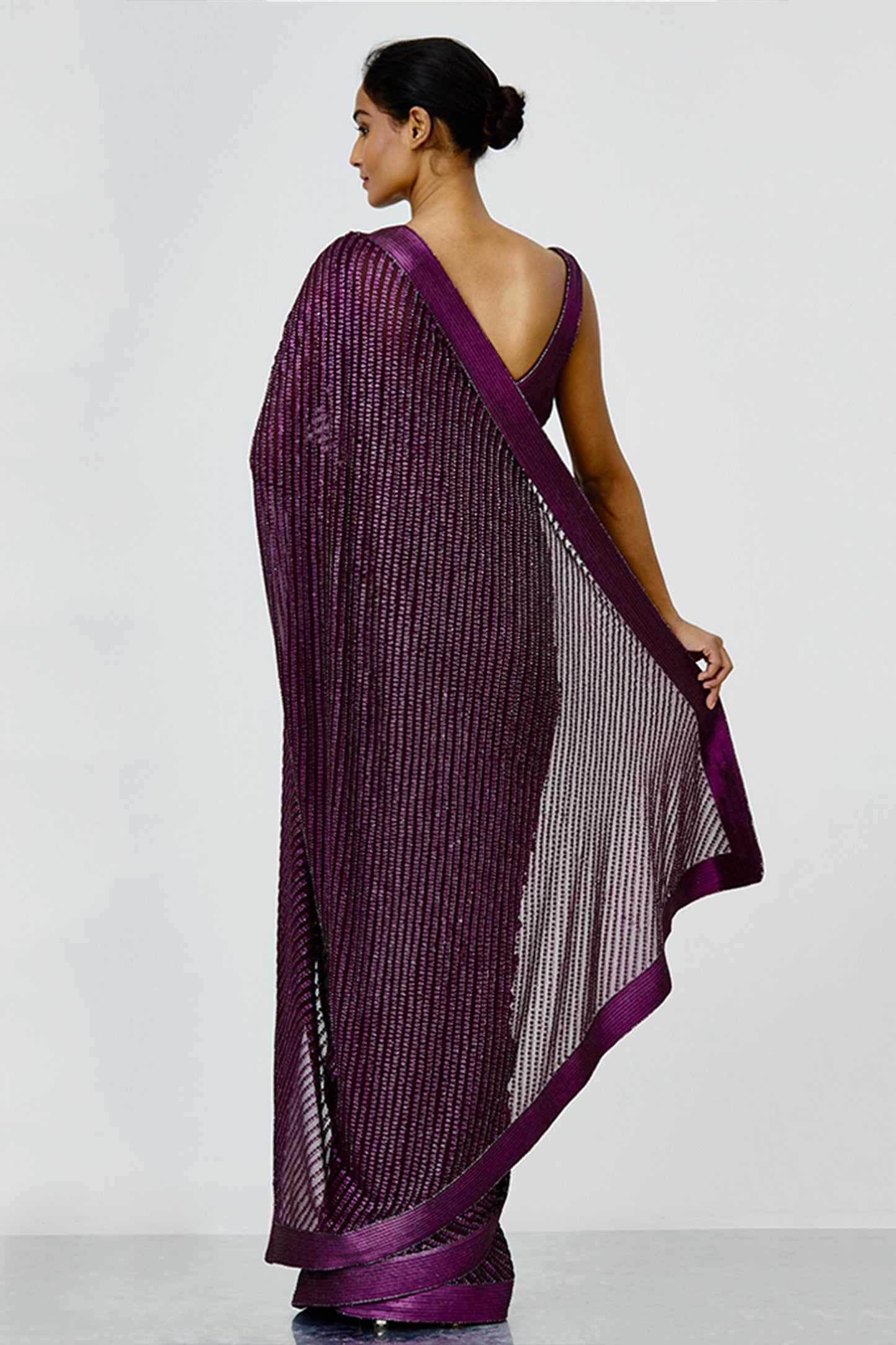 Sari Set with Tonal Sheeted Sequin Embroidery