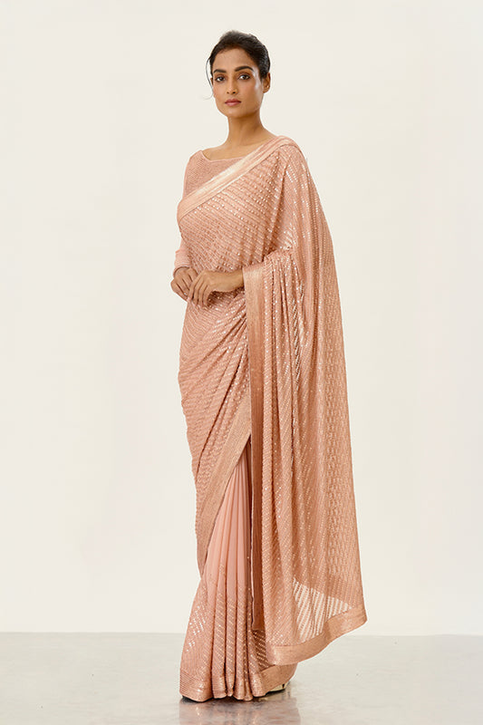 Sari Set with Tonal Sequin Embroidery