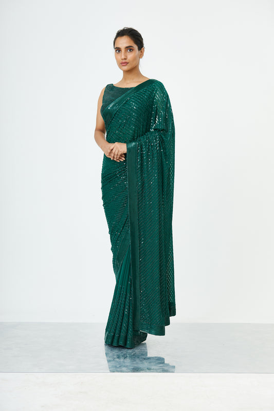 Sari Set with Tonal Sequins Embroidery