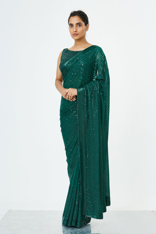 Sari Set with Tonal Sequins Embroidery