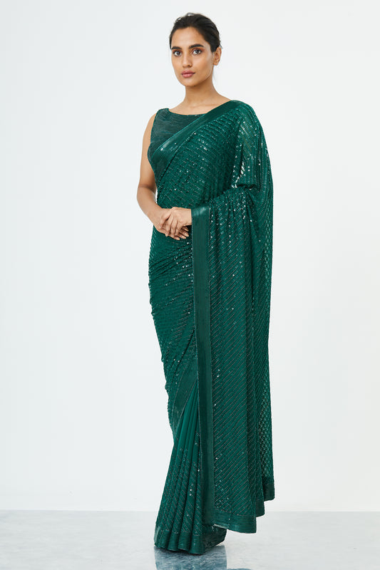 Sari Set with Tonal Sequins Embroidery