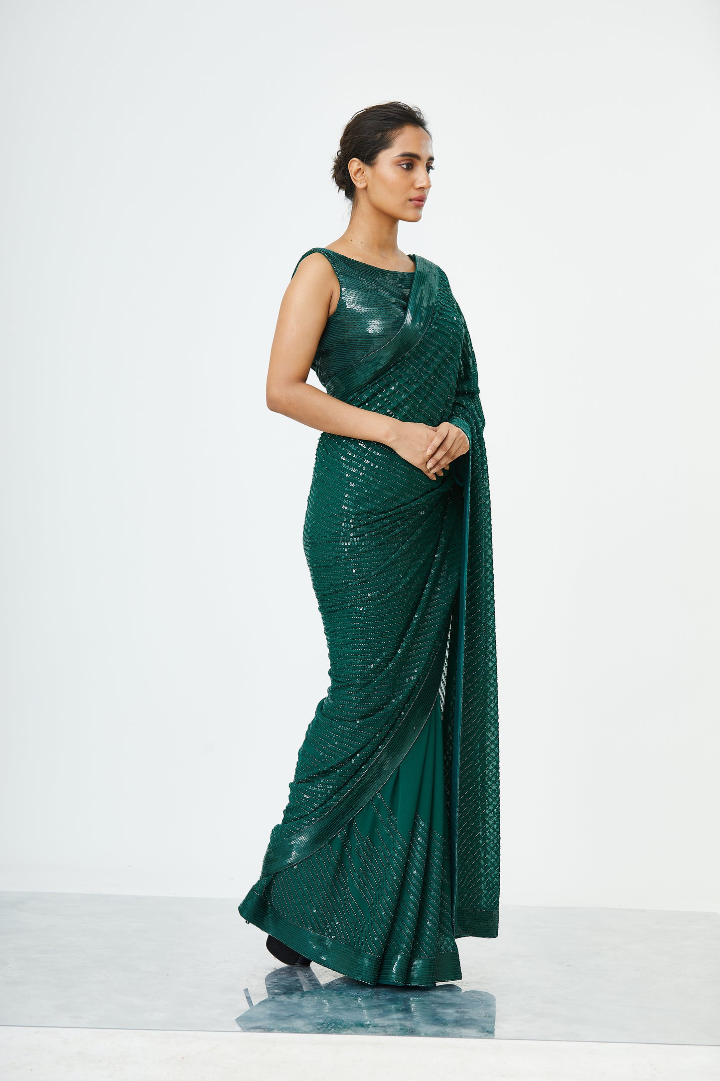 Sari Set with Tonal Sequins Embroidery