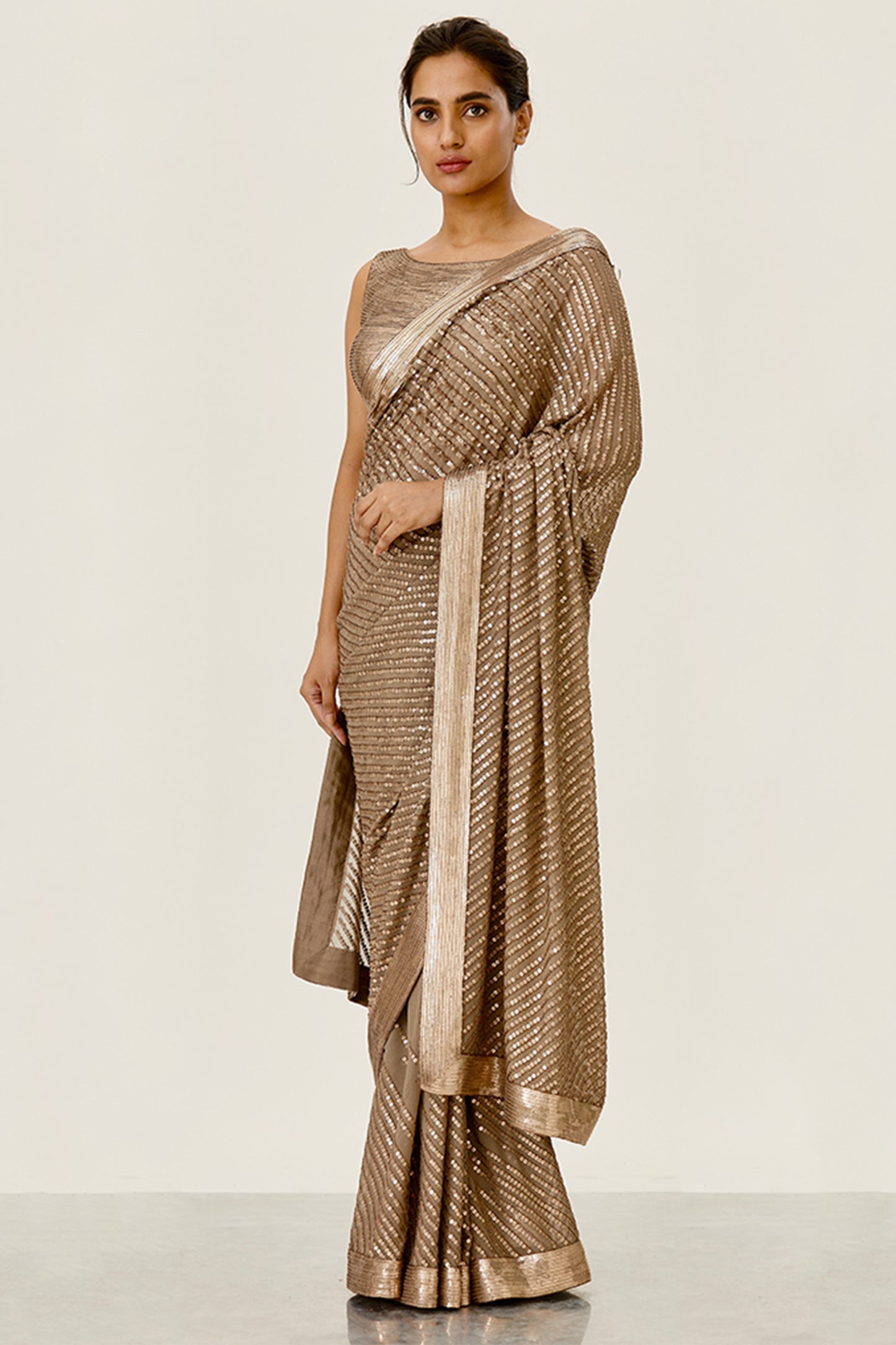 Sari Set with Tonal Sequin Embroidery