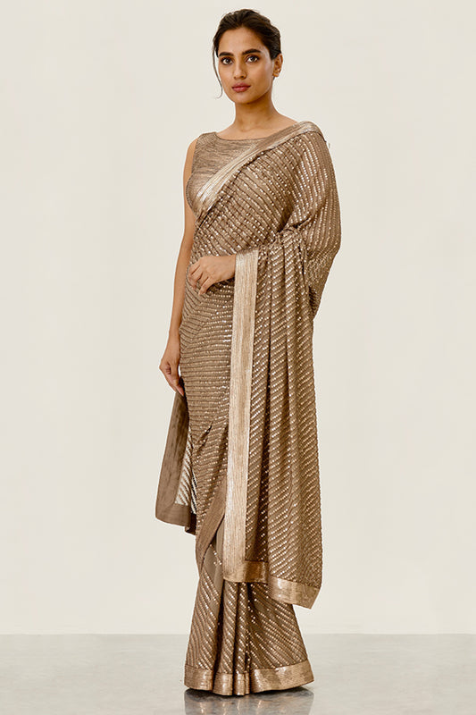 Sari Set with Tonal Sequin Embroidery