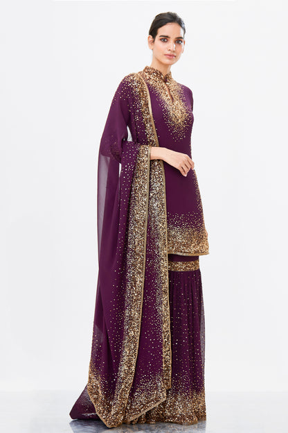 Gharara Set in Gold Sprinkle Sequins Embroidery