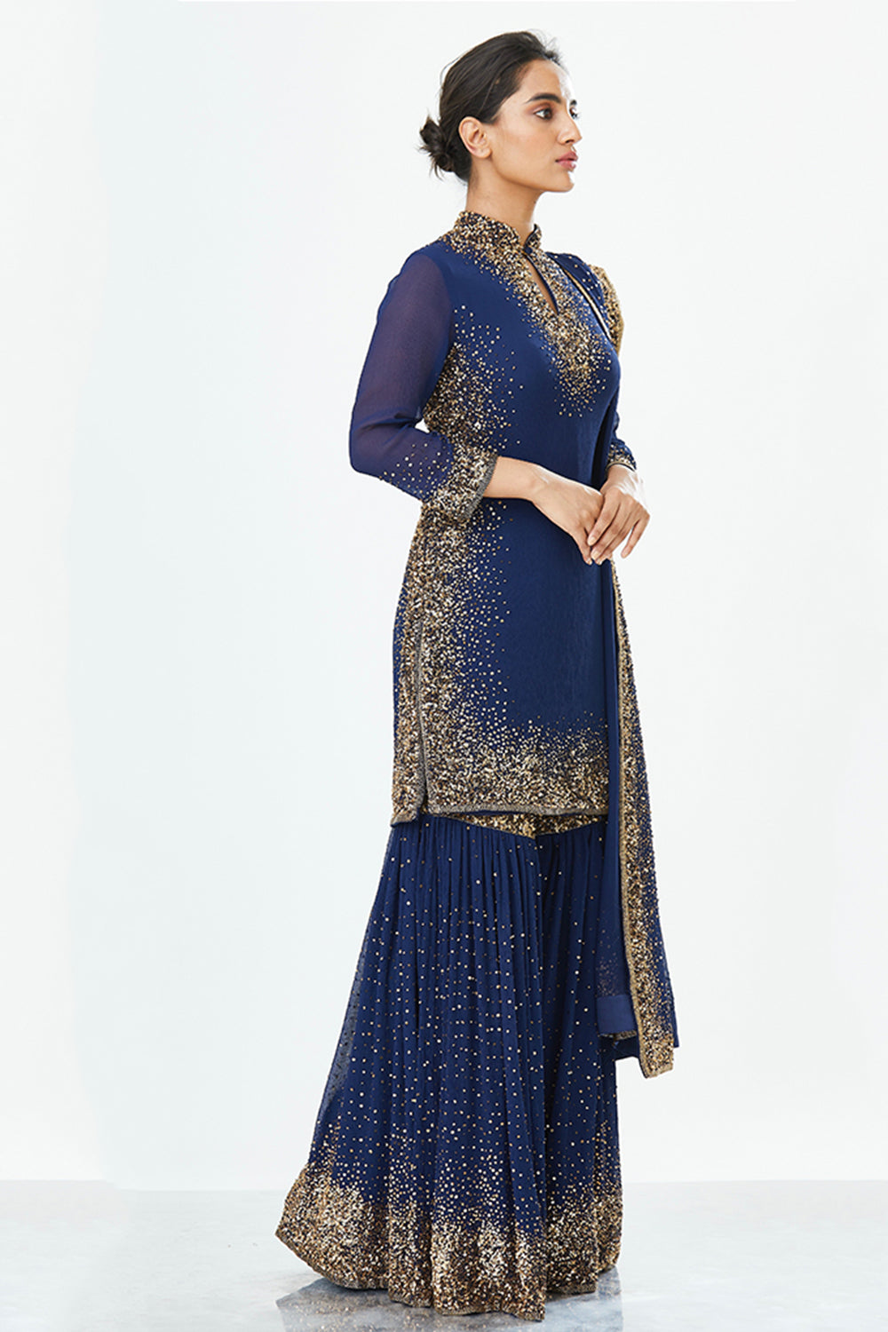 Gharara set with Gold Sprinkle Sequins Embroidery