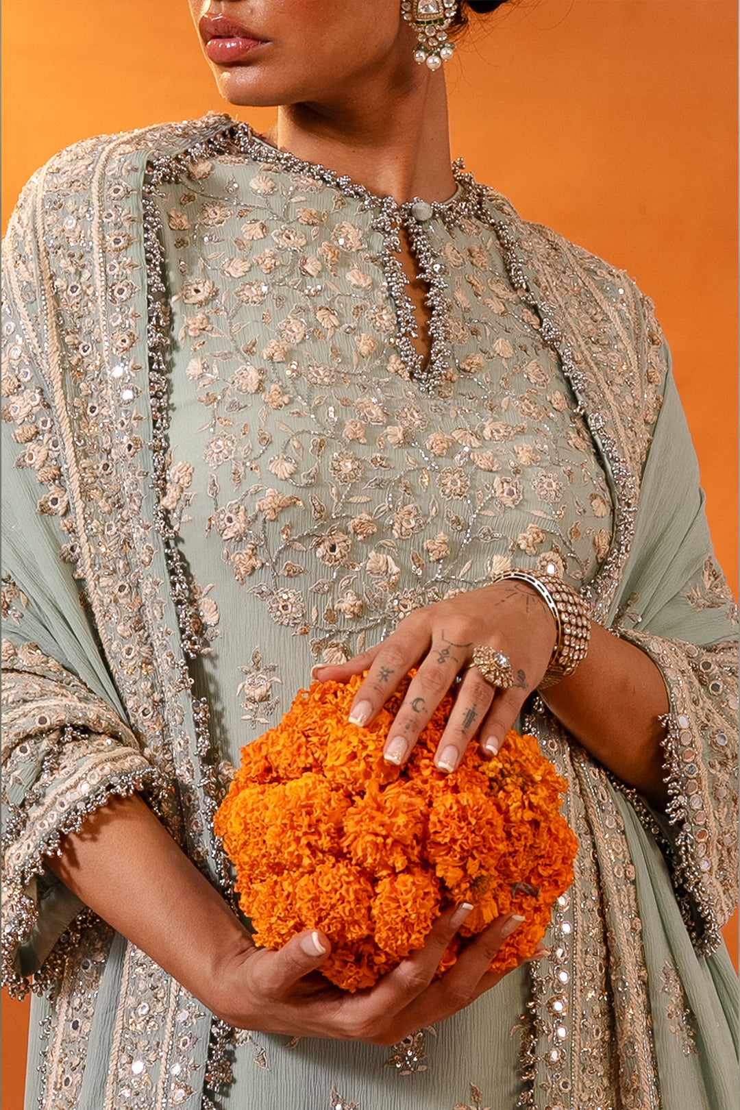 Kurta Set in Mirror and Thread Embroidery