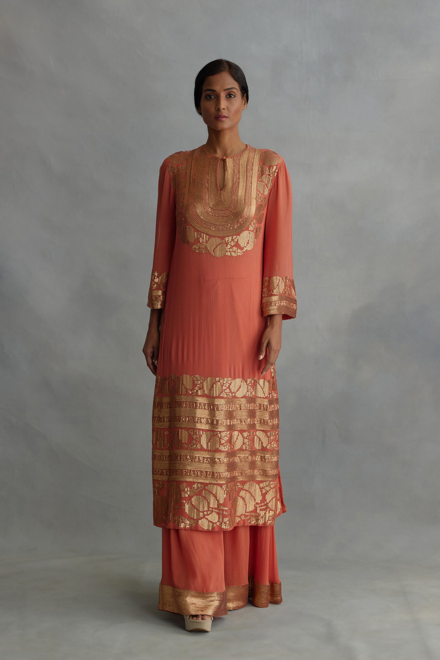 Kurta Set in berry design sequin embroidery
