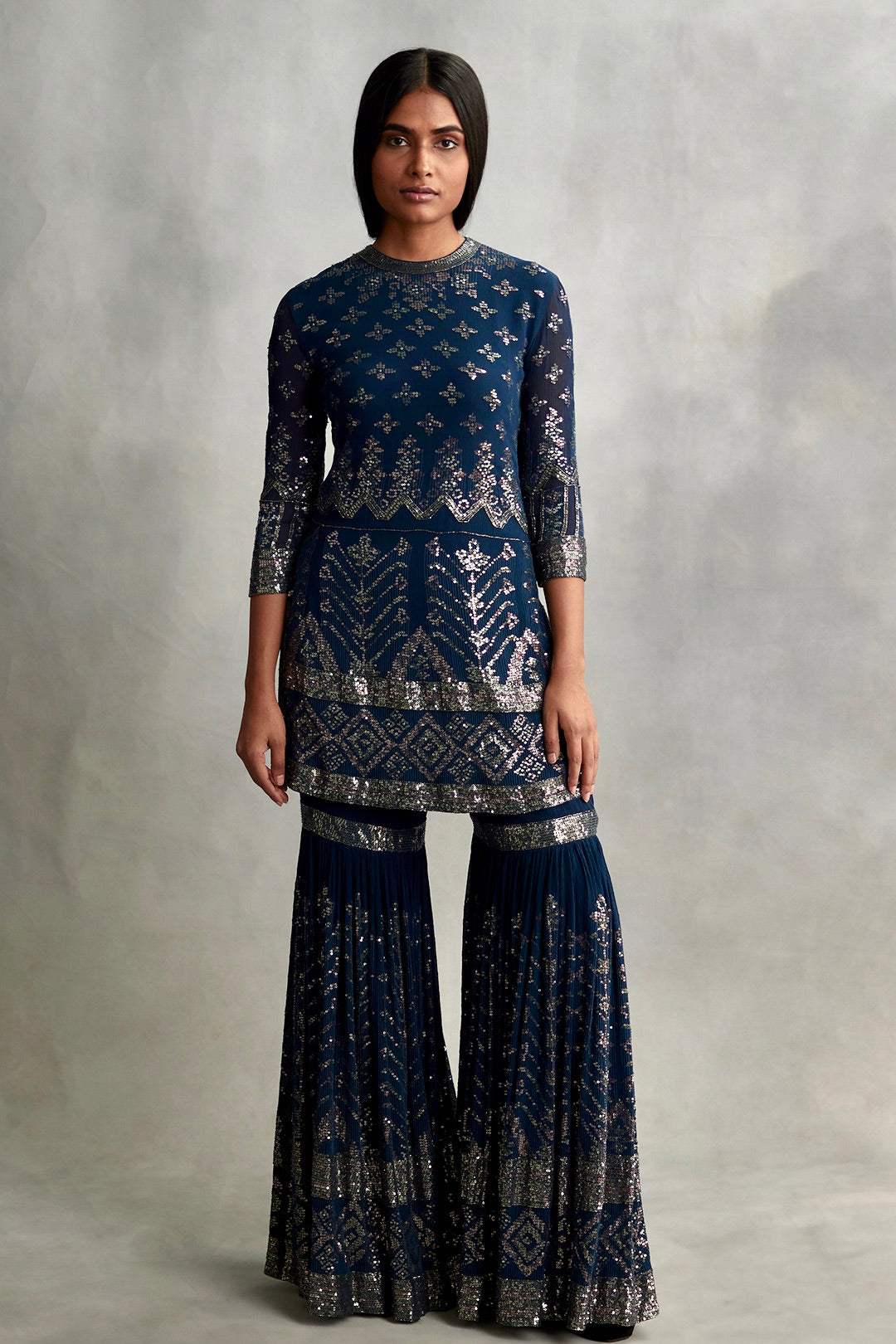 Gharara Set in small sequin embroidery