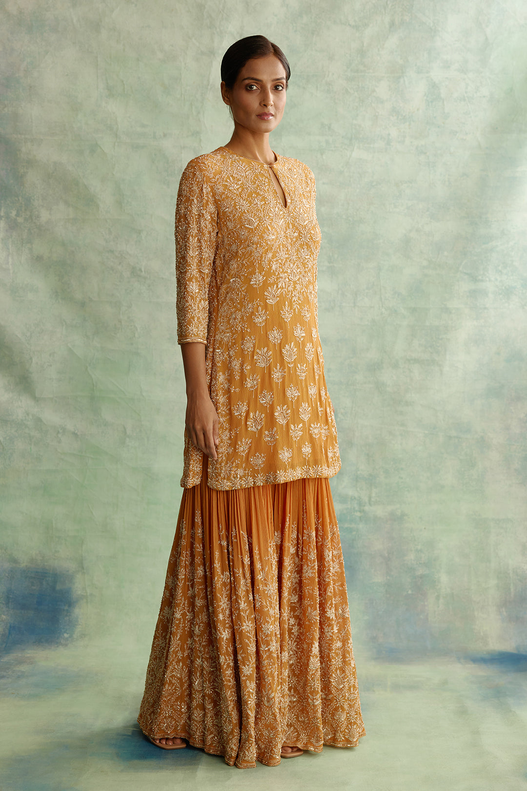 Gharara Set with Thread Embroidery