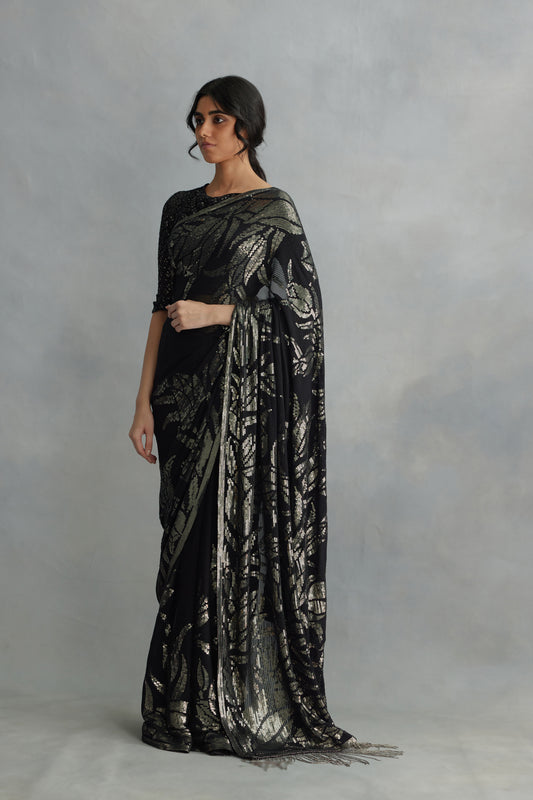 Sari Set in Lotus Design in Sequin embroidery