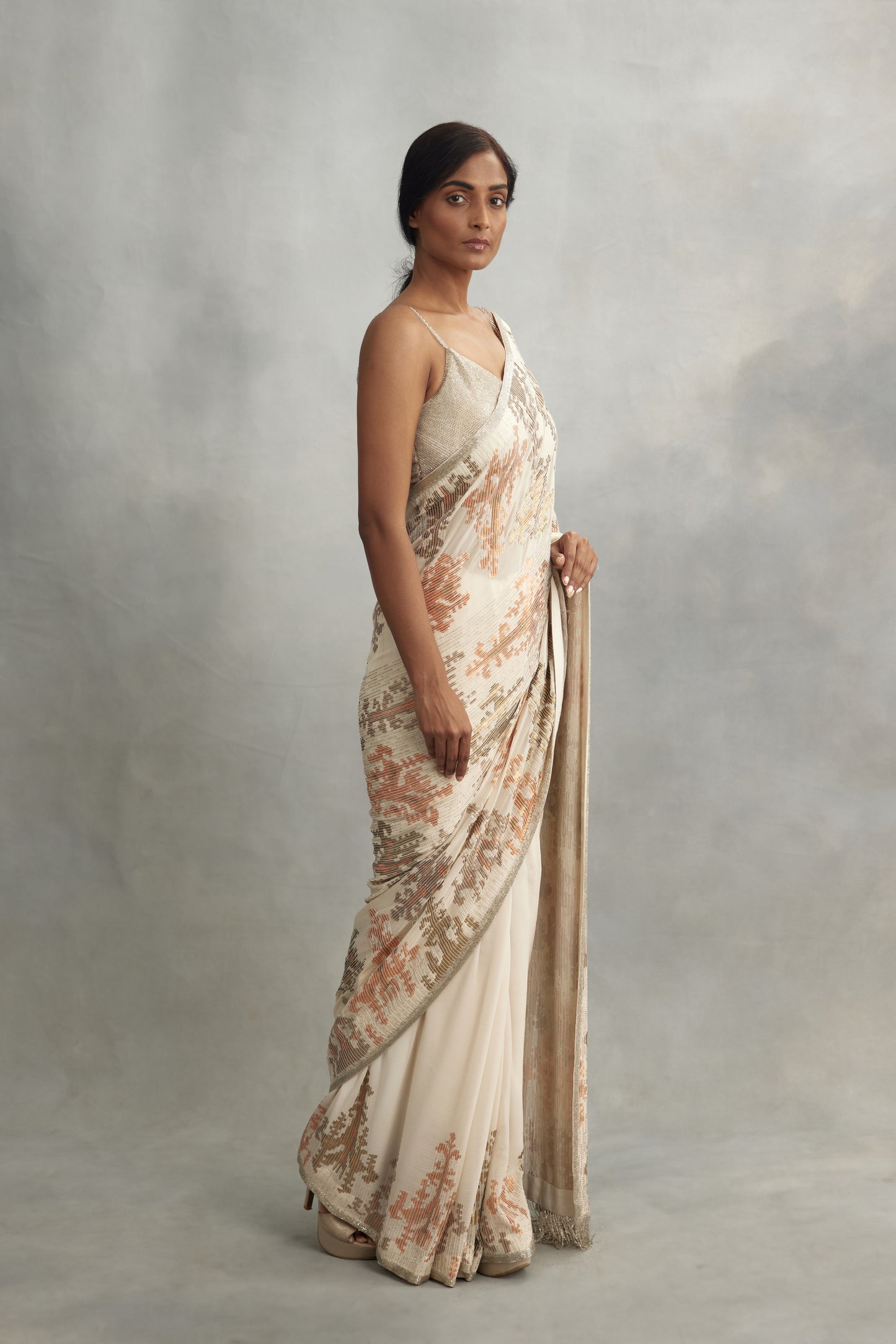 Sari Set in Mix Small Sequin Embroidery