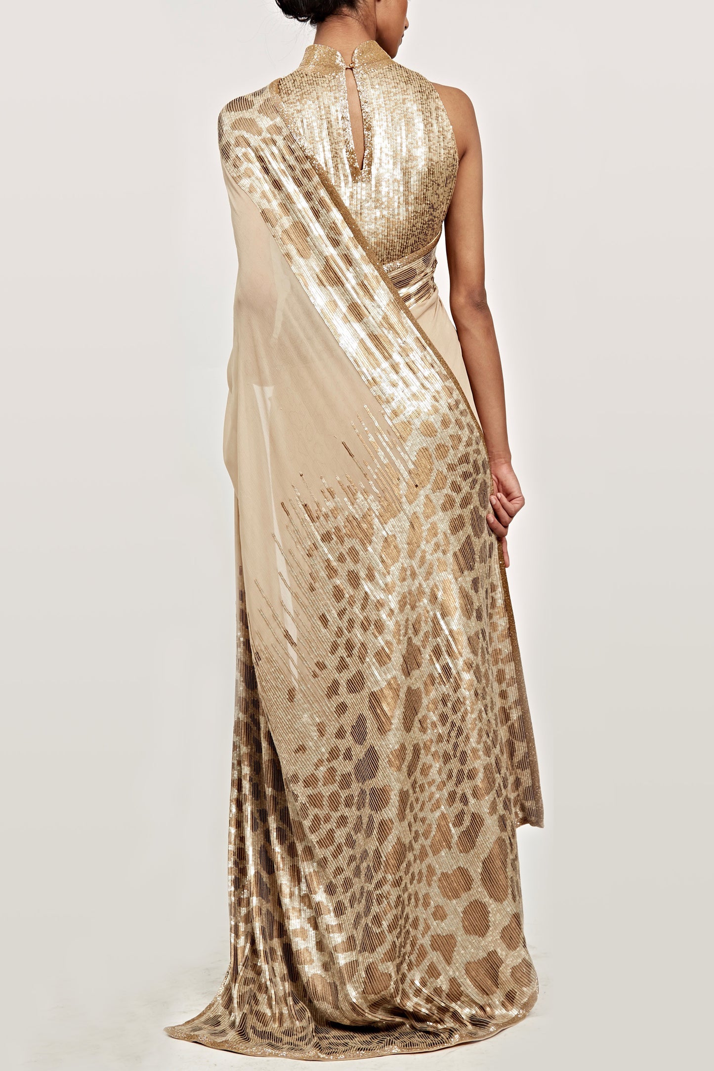 Sari Set with Giraffe design in sequin embroidery