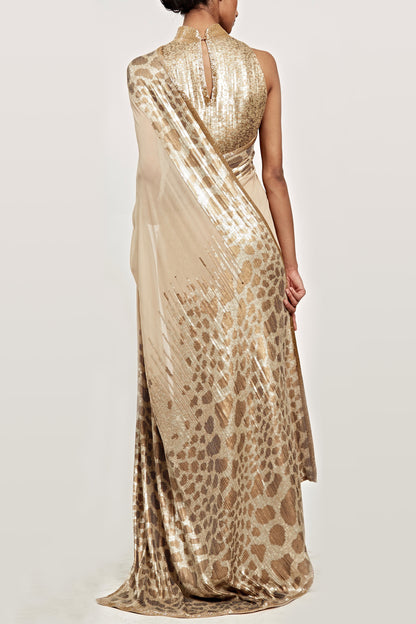 Sari Set with Giraffe design in sequin embroidery