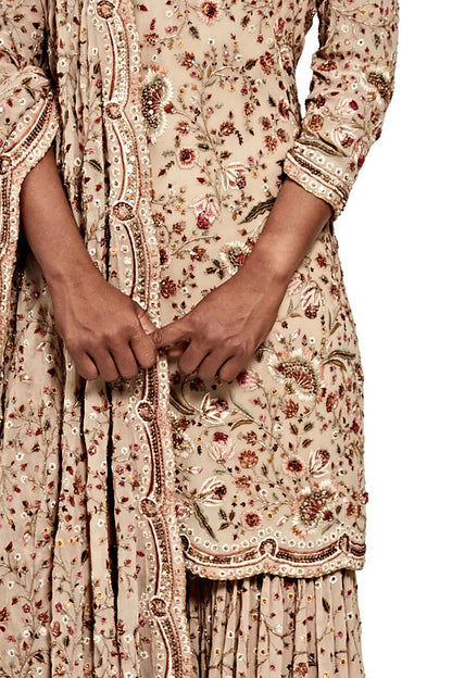 Gharara Set in an Intricate Floral Thread Embroidery