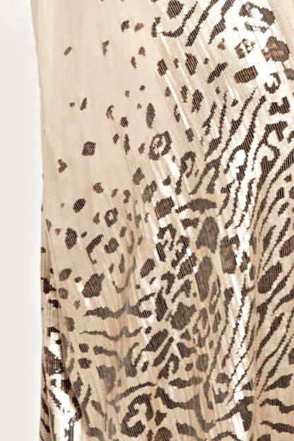Sari Set with Tiger & Leopard Mix pattern Sequin Embroidery