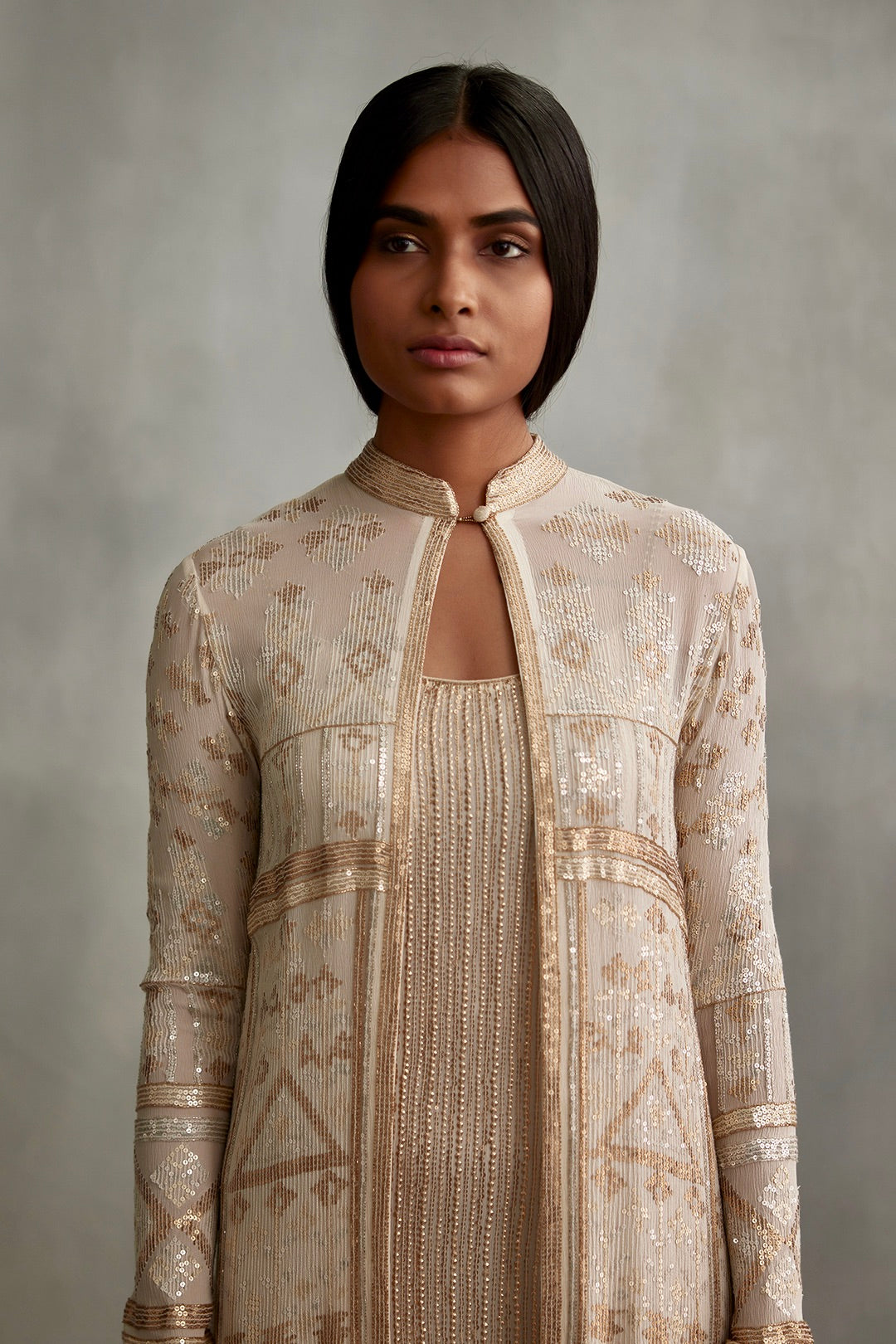 Jacket Set in Small Sequins Embroidery