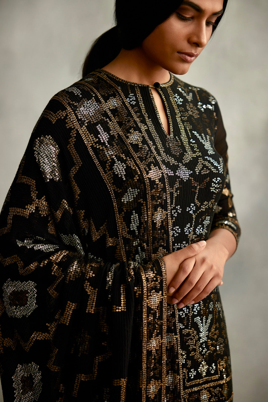Gharara Set in Small Sequin Embroidery