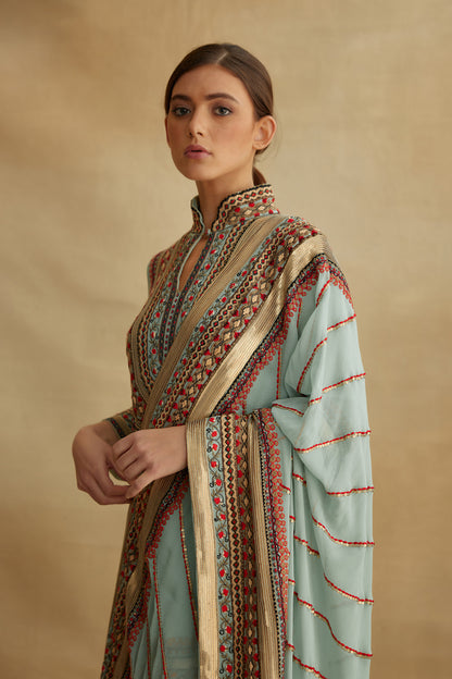Gharara Set in Tribal Thread and Sequin Embroidery