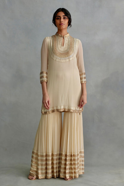 Gharara Set In Stripe and Sheeting Sequin