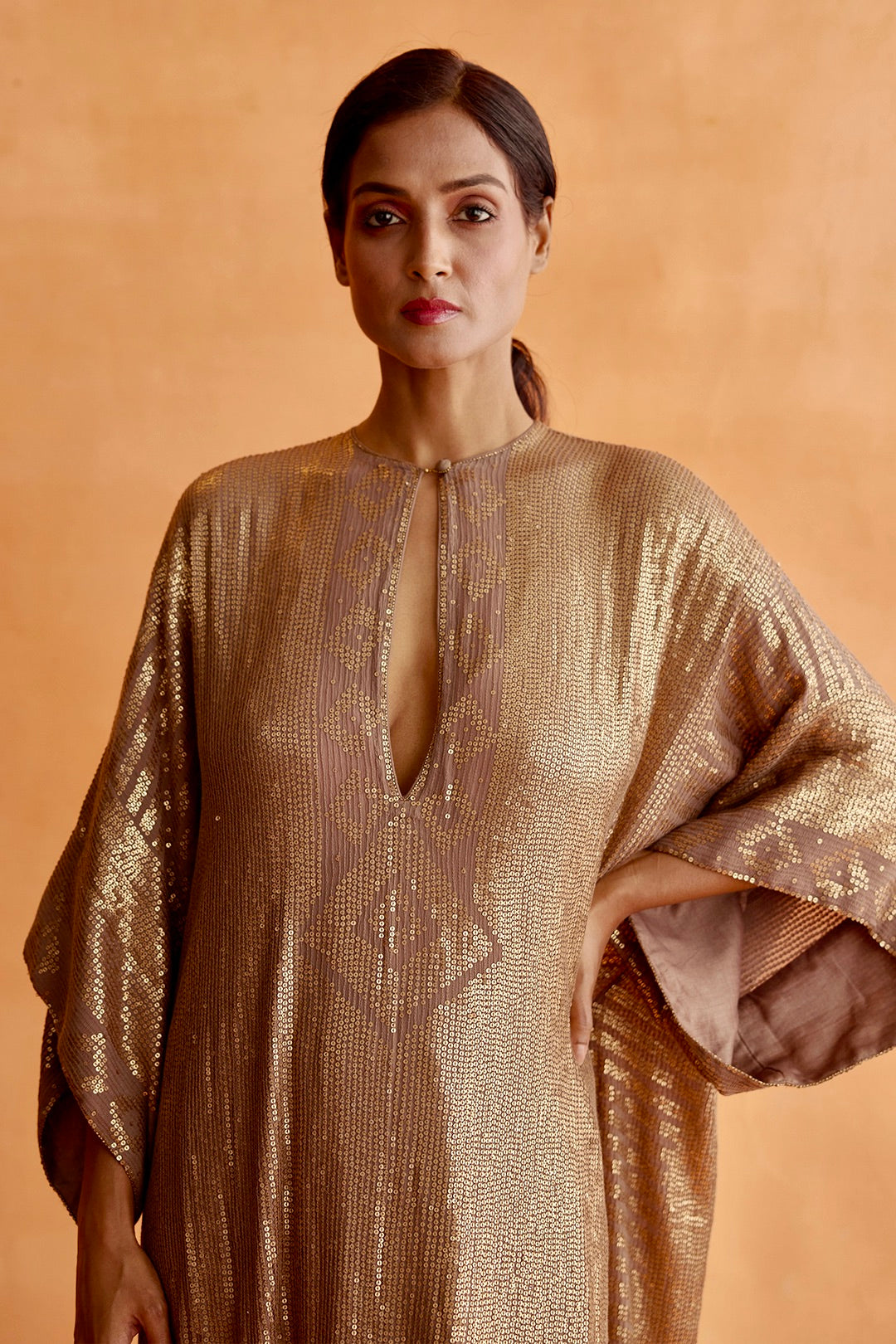 Kaftan Set in Small Sequin Embroidery