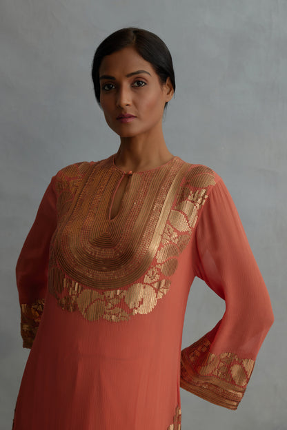 Kurta Set in berry design sequin embroidery