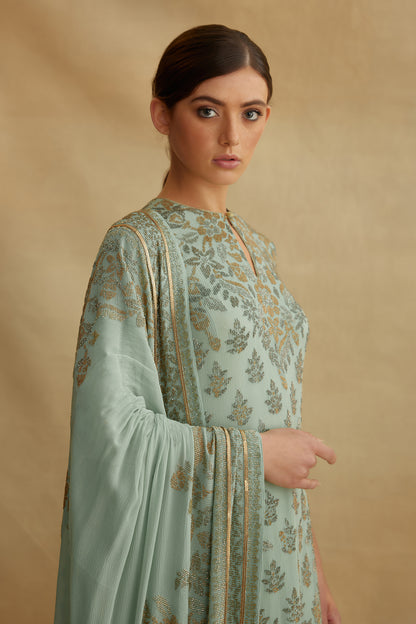 Gharara Set in Spiral Bead work embroidery