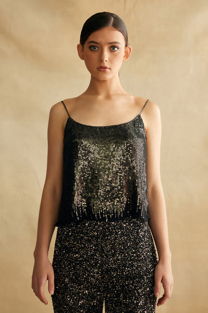 Jacket Set with all over Sequin Embroidery