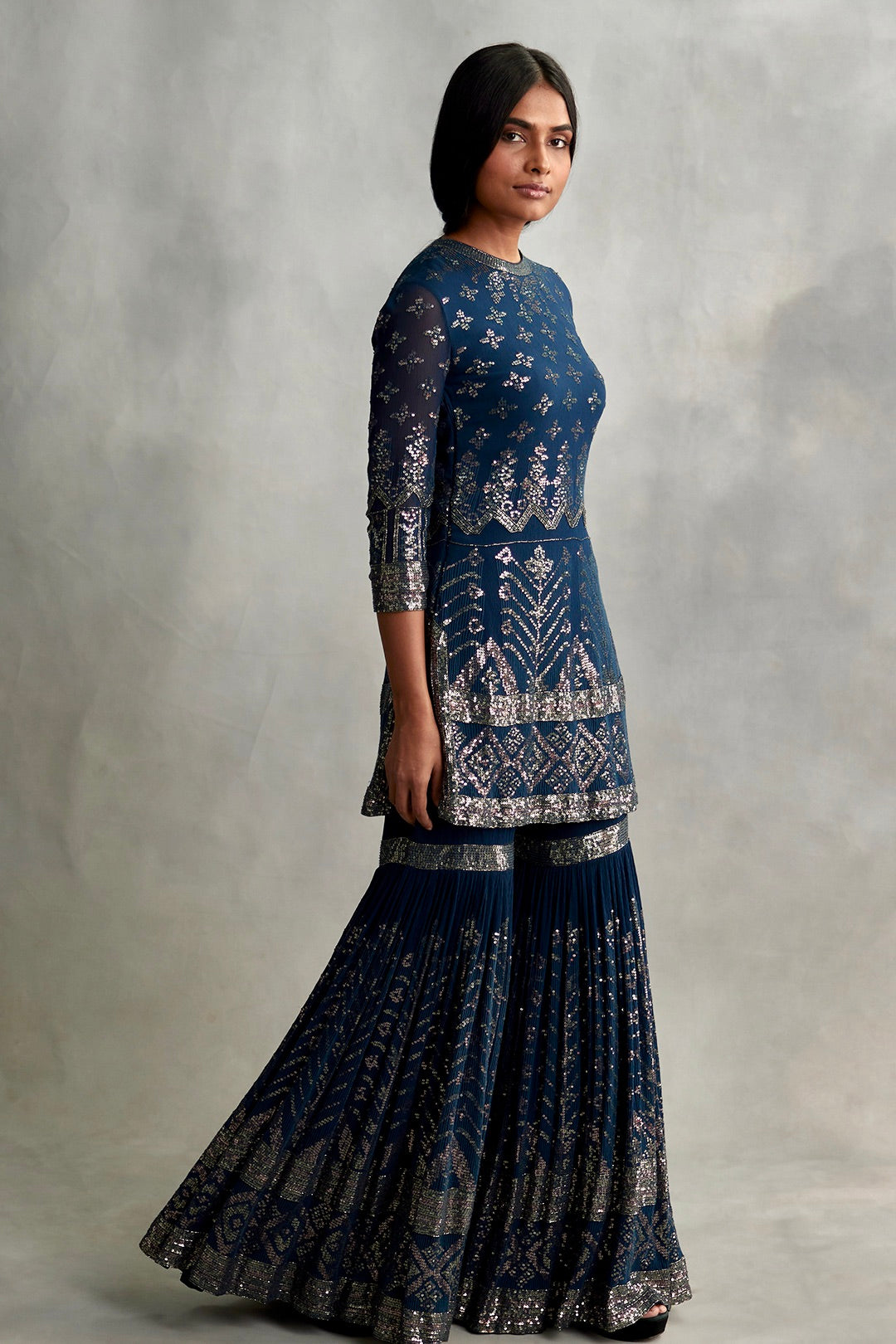 Gharara Set in small sequin embroidery