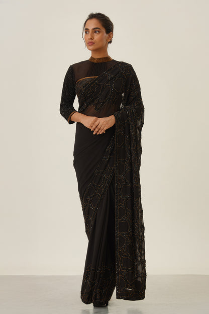 Sari Set with Sequin Design in Star Pattern