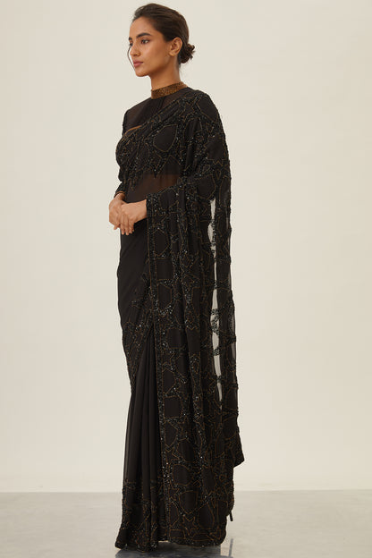 Sari Set with Sequin Design in Star Pattern