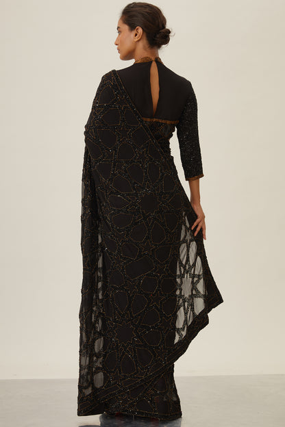 Sari Set with Sequin Design in Star Pattern