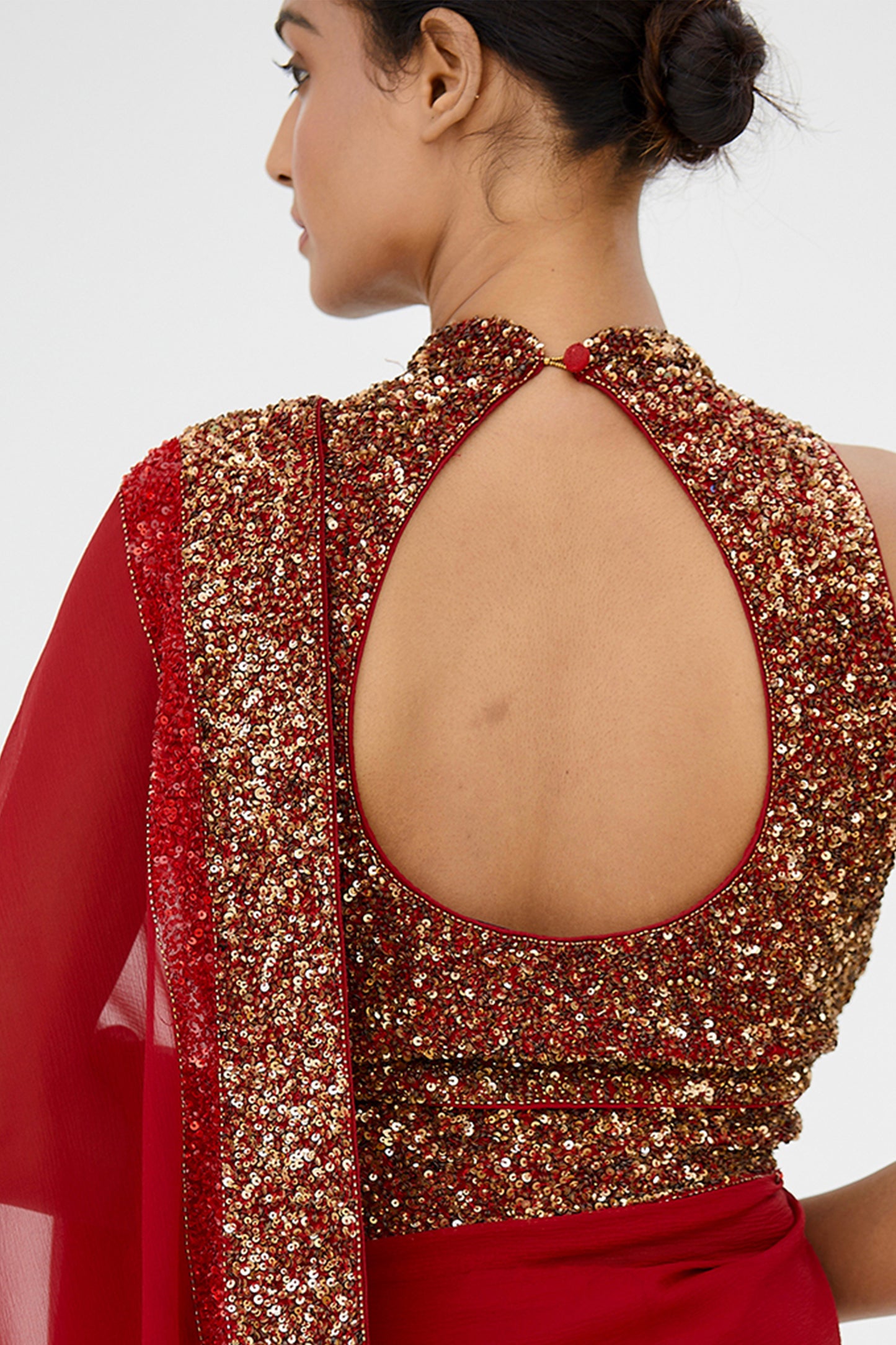 Sari Set with Gold and Tonal  Double Border in Sequin Embroidery