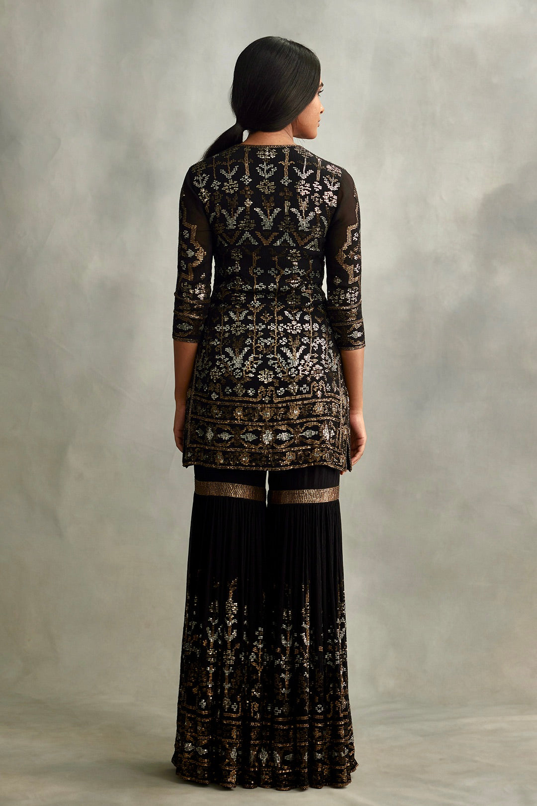 Gharara Set in Small Sequin Embroidery
