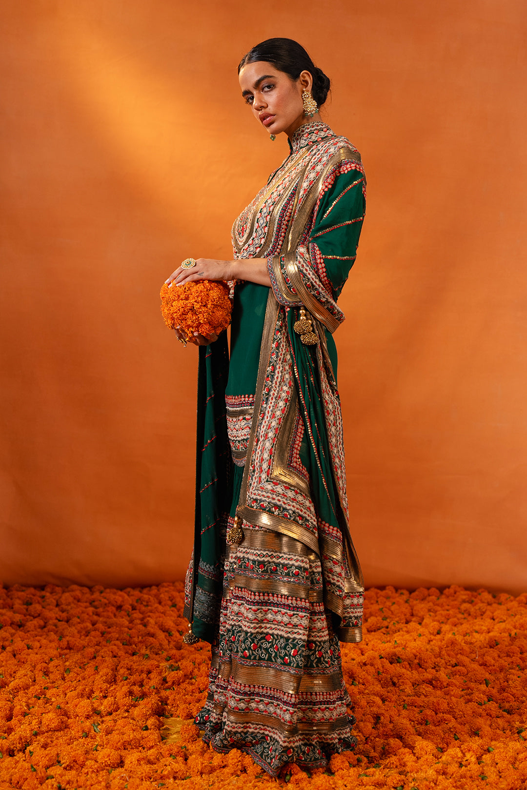 Gharara Set in Tribal Thread and Sequin Embroidery