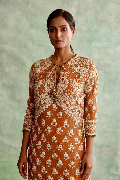 Gharara Set in Old world Ivory Thread and Sequin Embroidery
