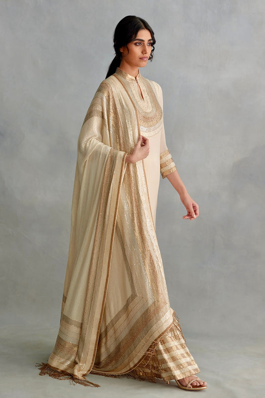 Gharara Set In Stripe and Sheeting Sequin