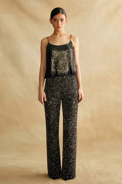 Jacket Set with all over Sequin Embroidery