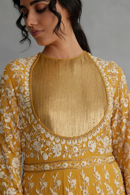 Anarkali Set in old world ivory thread and sequin embroidery
