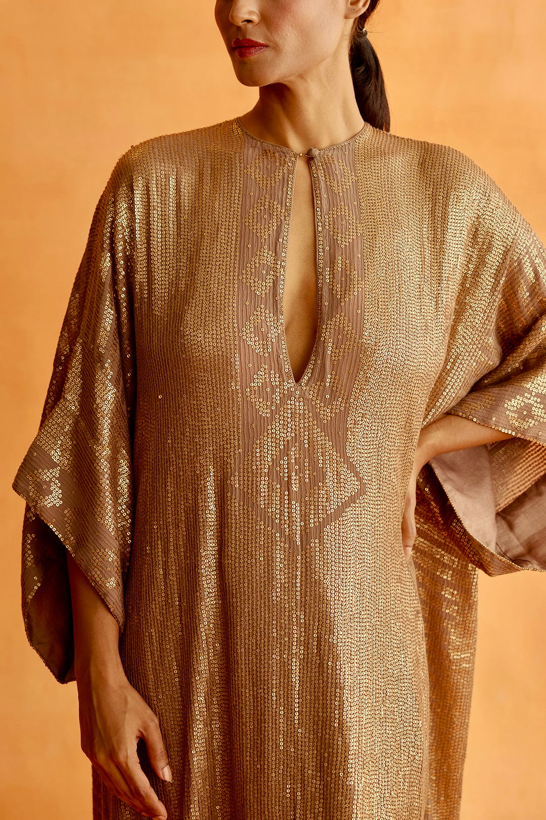Kaftan Set in Small Sequin Embroidery