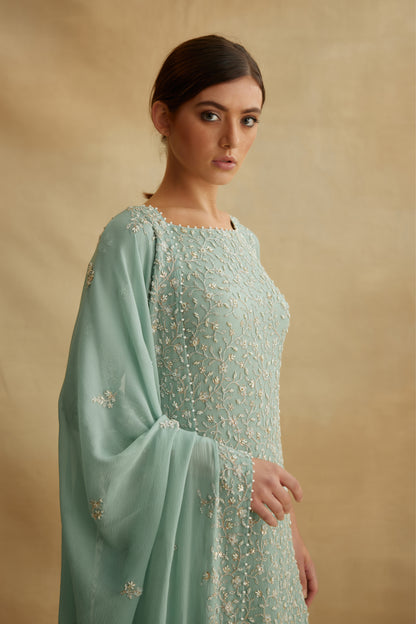 Gharara Set in Thread and Pearls embroidery