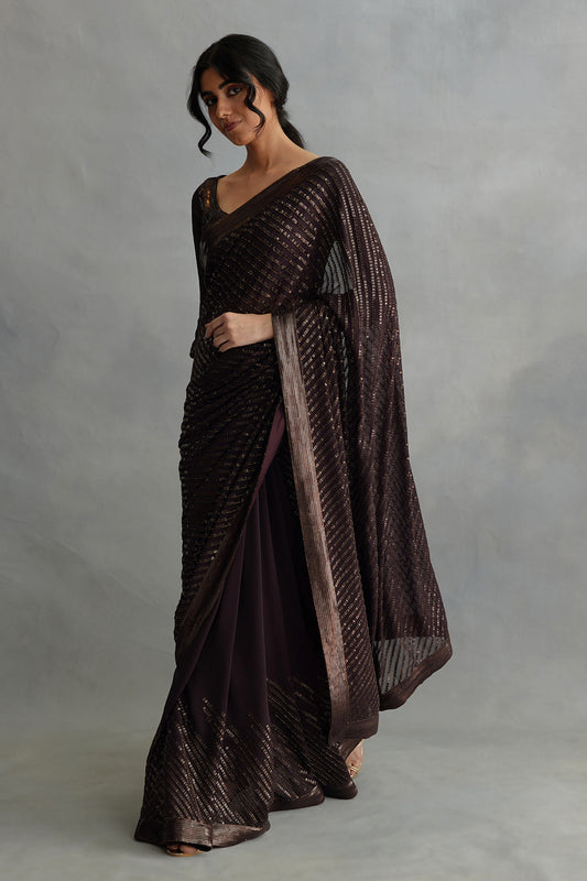 Sari Set with Tonal Sequin Embroidery