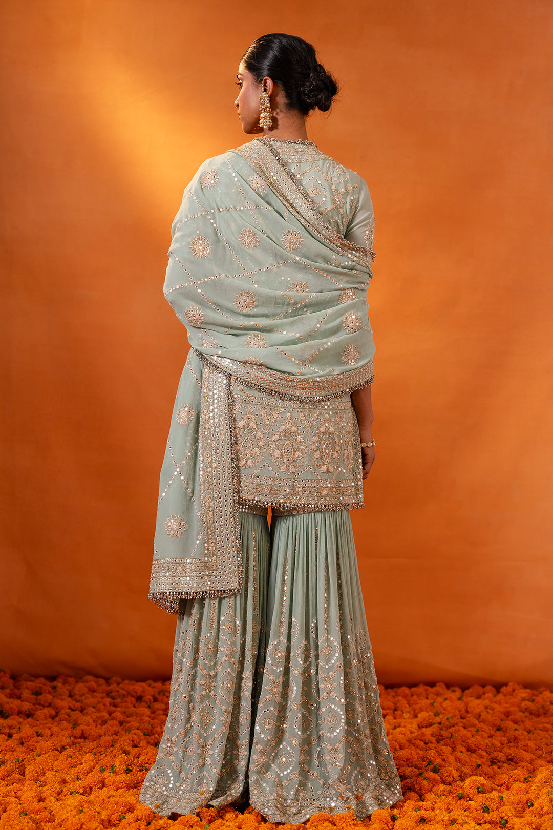 Gharara Set in Thread & Mirror Embroidery